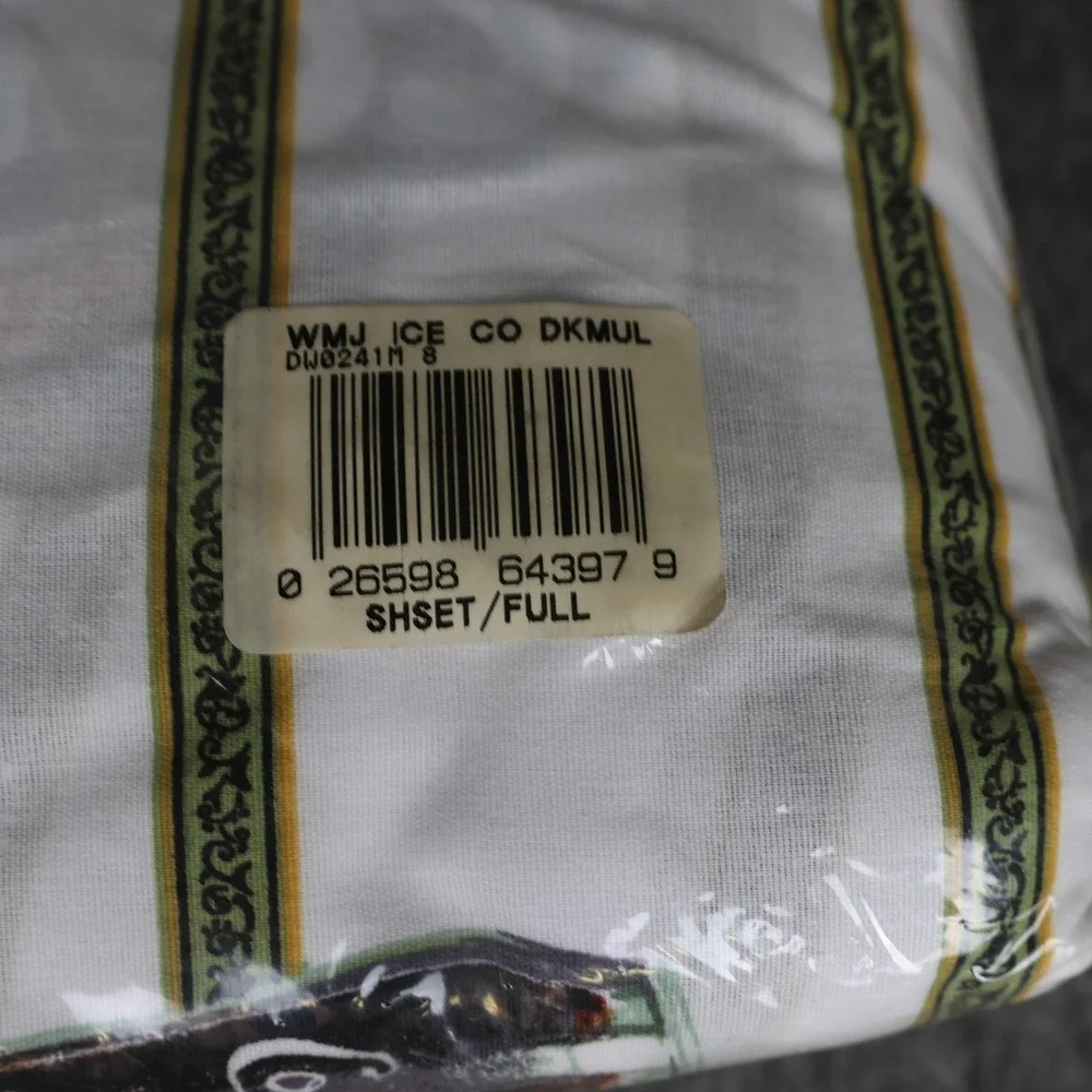 Vintage Coca-Cola Double Sheet Set Ice Cold Bottle Stripe Full Pattern Bedding